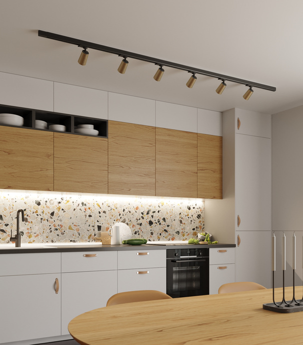 Taklampa, 6 punkter, 3-fas strömskenor, AURA