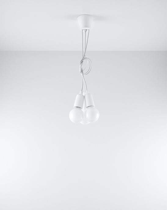 DIEGO 3 taklampa vit + 3x LED-lampa E27 4000K Kall 7,5W 650lm