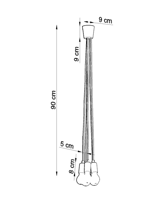 DIEGO 5 taklampa vit + 5 x LED-lampa E27 4000K Kall 7,5W 650lm