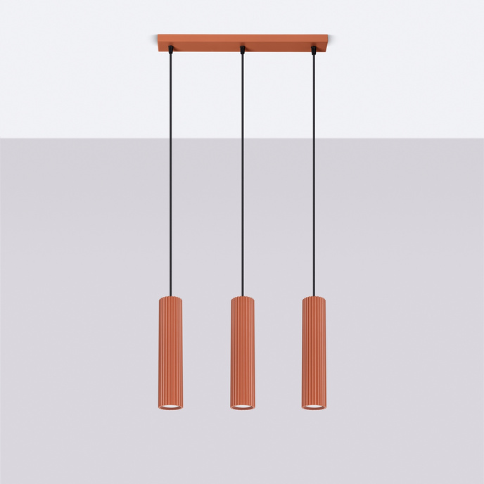 KARBON 3L taklampa ockraröd + 3x LED-lampa GU-10 4000K Kall 7W 530lm