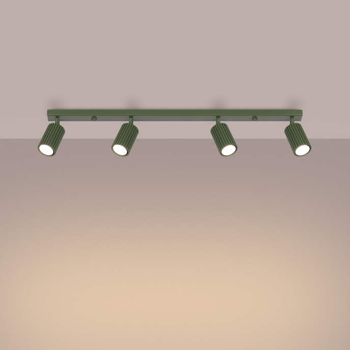 Plafond KARBON 4L olivgrön + 4x LED-lampa GU-10 4000K Kall 7W 530lm