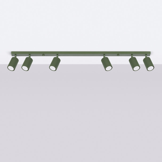 Plafond KARBON 6L olivgrön + 6x LED-lampa GU-10 3000K varm 7W 510lm