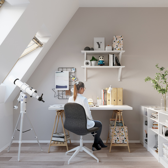 Skrivbordslampa RING vit + 1x LED-glödlampa GU-10 4000K Cold 7W 630lm