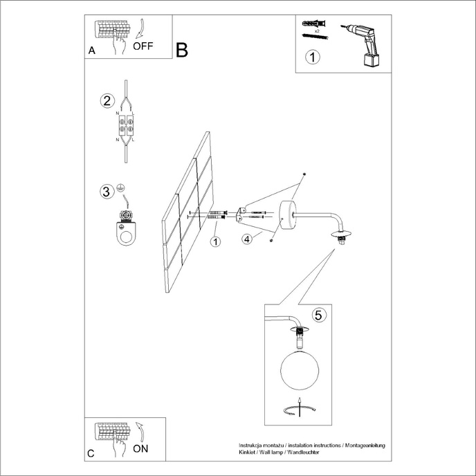 Vägglampa ASTRAL 1 vit + 1x LED-lampa G9 3000K varm 4,5W 450lm