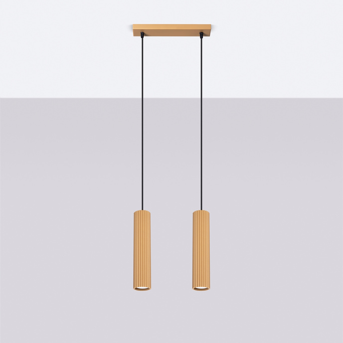 Pendellampa KARBON 2 guld + 2x LED-lampa GU-10 4000K Cold 7W 530lm