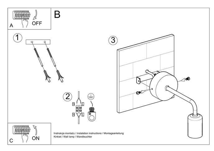 Vägglampa DUOMO + 1x LED-lampa E27 4000K Cold 7,5W 650lm