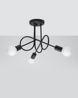 Ljuskrona SUPEŁ 3 svart + 3x LED-lampa E27 3000K varm 7,5W 620lm