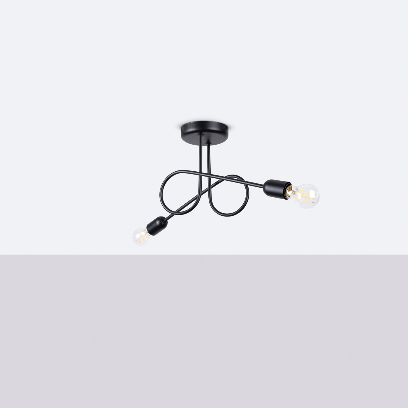 Ljuskrona LOOP 2 svart + 2x LED-lampa E27 3000K 7W 760lm