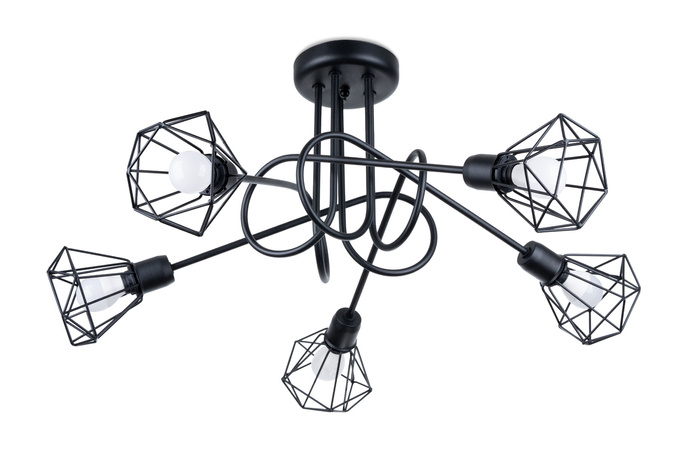 Ljuskrona ARTEMIS 5S svart + 5x LED-lampa E14 4000K Kall 7,5W 680lm