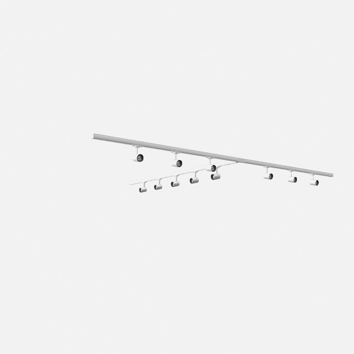 Taklampa, 11 spotlights, 3-fas strömskenor, KAMI 88W LED 3000K