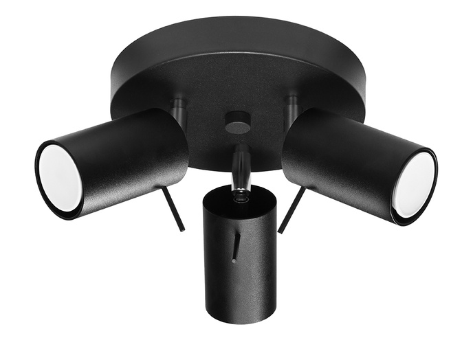Plafond RING 3P svart + 3x LED-lampa GU-10 3000K varm 7W 620lm