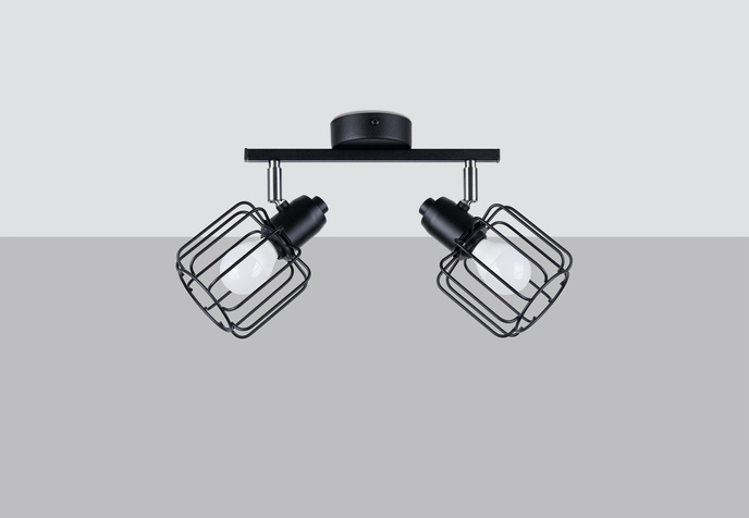 BELUCI 2 plafond svart + 2x LED-lampa E14 4000K Kall 7,5W 680lm