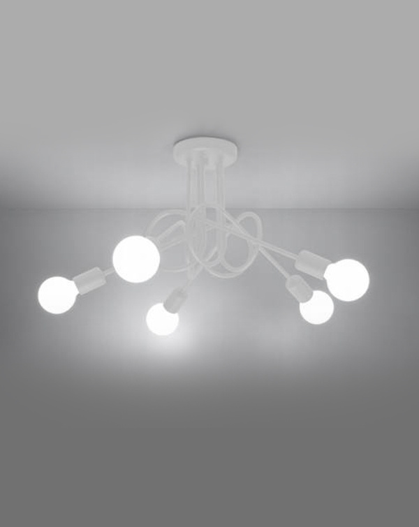 Ljuskrona SUPEŁ 5 vit + 5x LED-lampa E27 3000K varm 7,5W 620lm