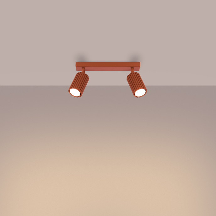 Plafond KARBON 2 ockraröd + 2x LED-lampa GU-10 4000K Kall 7W 530lm