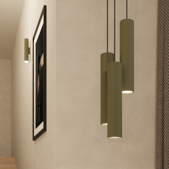 Vägglampa LAGOS 2 olivgrön + 2x LED-lampa GU-10 3000K varm 7W 510lm