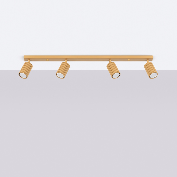 Plafond KARBON 4L guld + 4x LED-lampa GU-10 3000K varm 7W 510lm