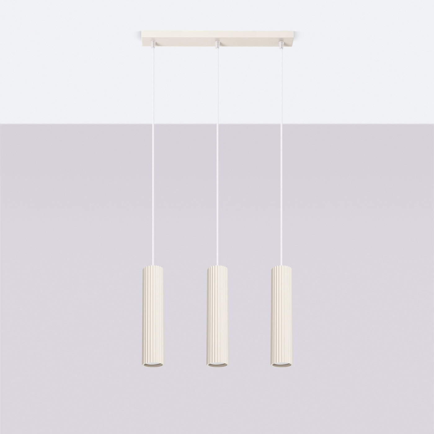 Pendellampa KARBON 3L beige + 3x LED-lampa GU-10 4000K Cold 7W 530lm