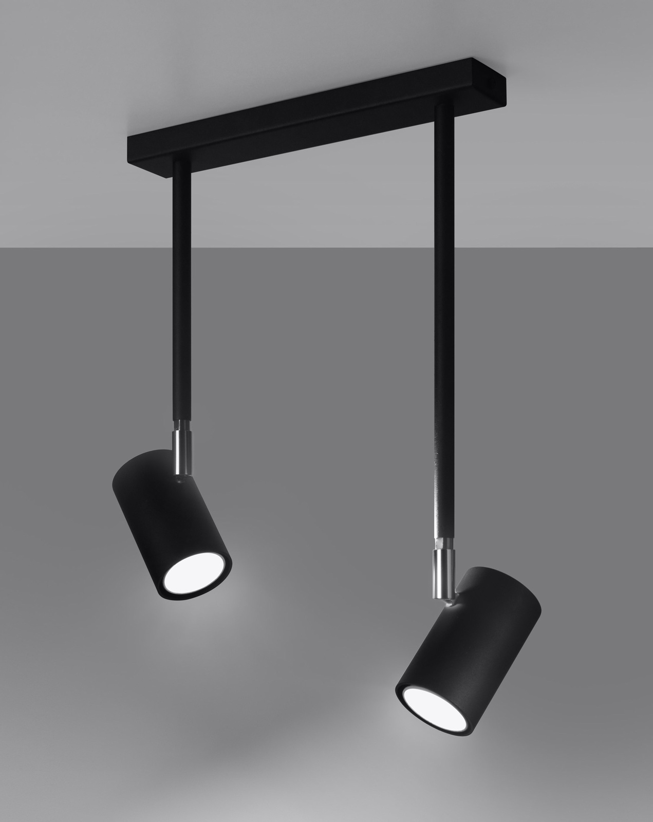 Plafond NORANO 2 svart + 2x LED-lampa GU-10 3000K varm 7W 620lm