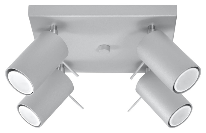 Plafond RING 4 Grå + 4x LED-lampa GU-10 4000K Kall 7W 630lm