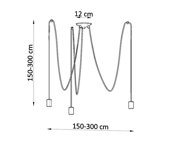 EDISON 3 pendellampor svart + 3x LED-lampa E27 3000K varm 7,5W 620lm