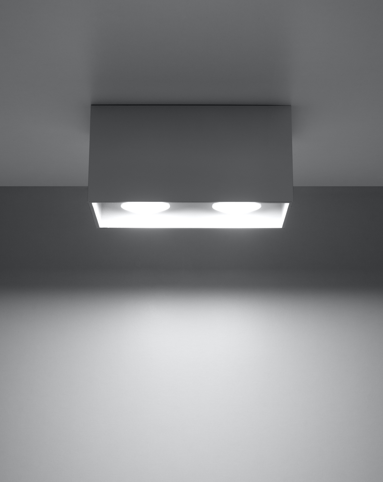 Plafond QUAD MAXI grå + 2x LED-lampa GU-10 3000K varm 7W 620lm