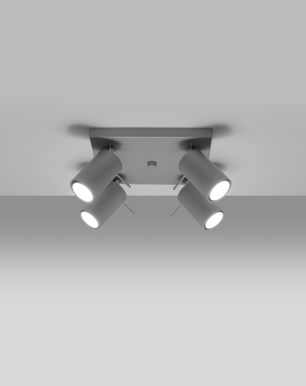 Plafond RING 4 Grå + 4x LED-lampa GU-10 3000K Varm 7W 620lm