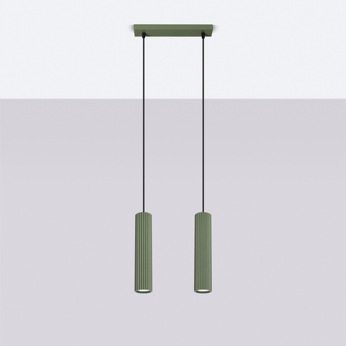 Pendellampa KARBON 2 olivgrön + 2x LED-lampa GU-10 4000K Kall 7W 530lm