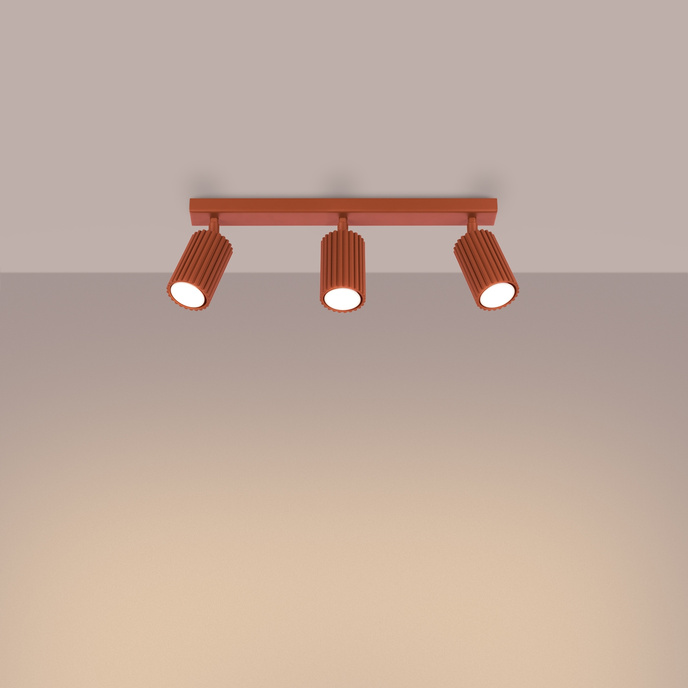 Plafond KARBON 3L ockraröd + 3x LED-lampa GU-10 3000K varm 7W 510lm