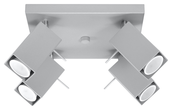 Plafond MERIDA 4 grå + 4x LED-lampa GU-10 4000K kall 7W 630lm