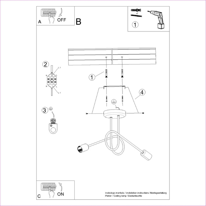 Ljuskrona LOOP 2 vit + 2x LED-lampa E27 3000K 7W 760lm