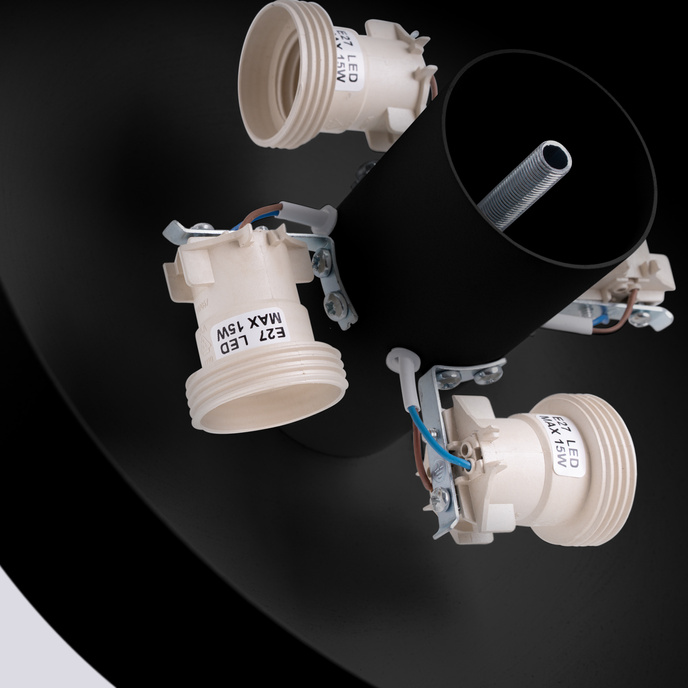 Plafond OMIQ svart + 4X LED-lampa E27 3000K varm 7,5W 620lm