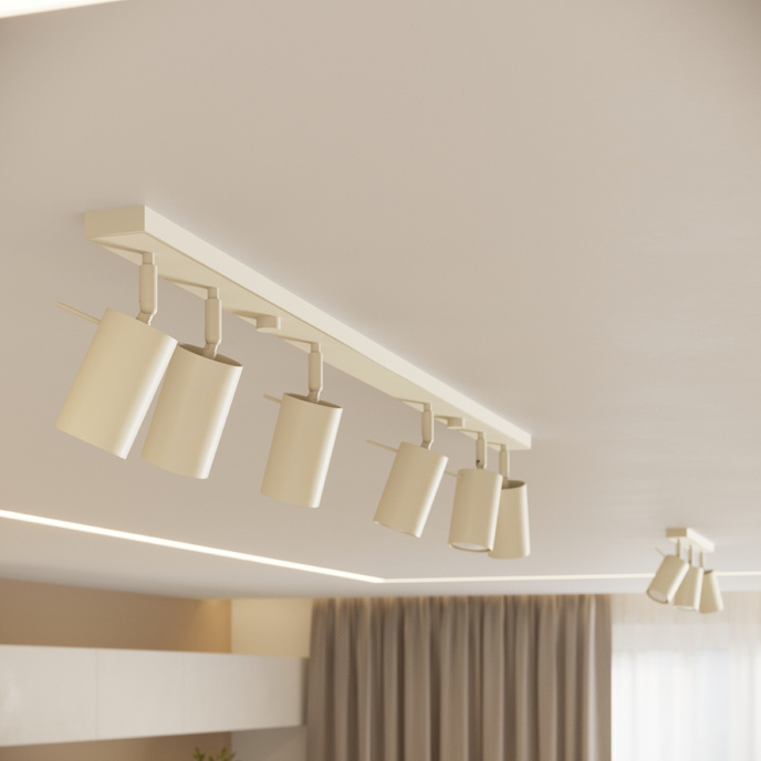 Plafond RING 4L beige + 4x LED-lampa GU-10 4000K Kall 7W 530lm