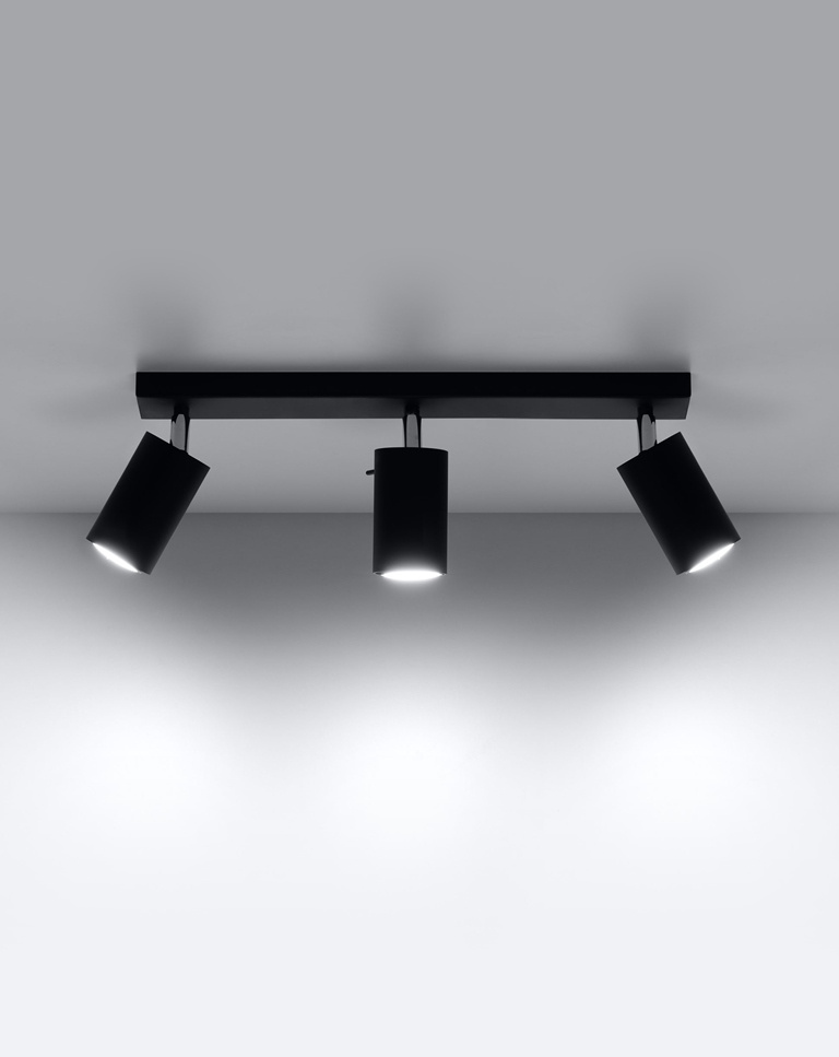 Plafond RING 3L svart +3x LED-lampa GU-10 3000K varm 7W 620lm