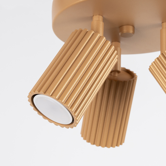 Plafond KARBON 3P guld + 3x LED-lampa GU-10 4000K kall 7W 530lm
