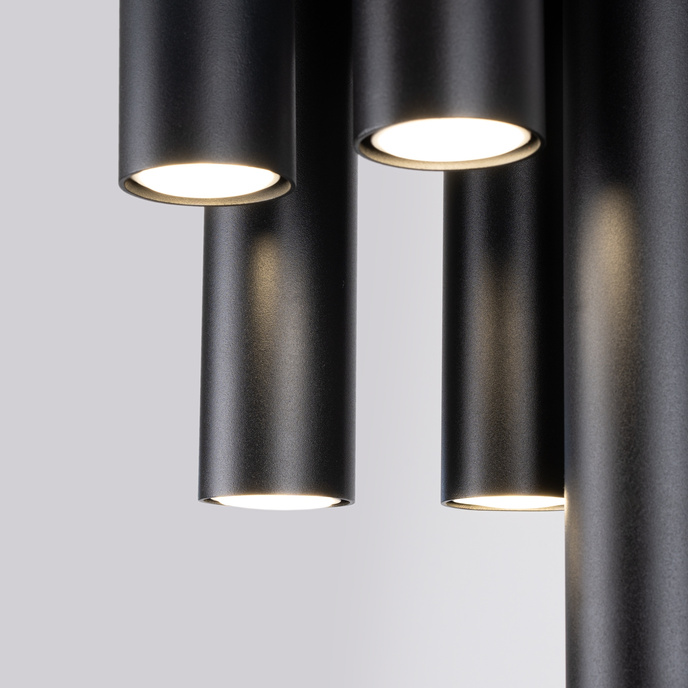 Plafond LAGOS 5P svart + 5x LED-lampa GU-10 3000K varm 7W 510lm