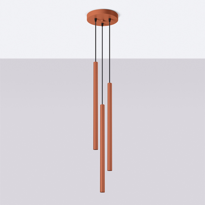 PASTELO 3P taklampa ockraröd + 3x LED-lampa G9 3000K varm 4,5W 450lm