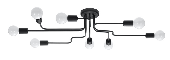 Ljuskrona VECTOR 8 svart + 8x LED-lampa E27 3000K varm 7,5W 620lm