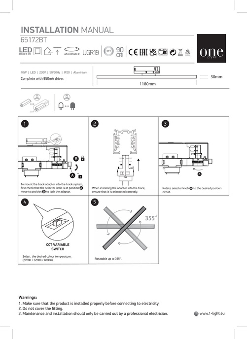 FARO 118 svart LED 2700K-3200K-4000K 40W 4800lm