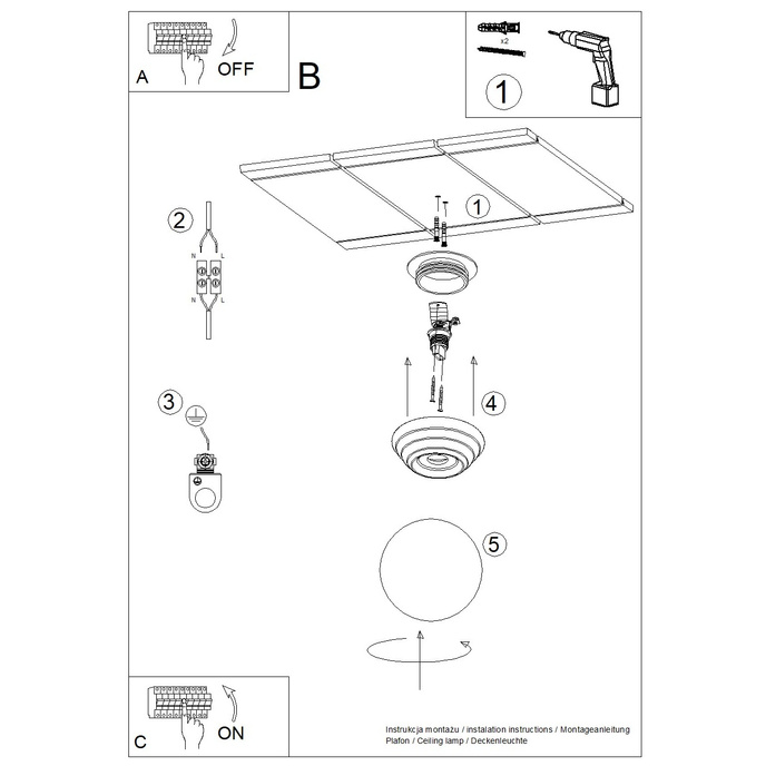 Taklampa ZORI vit IP44