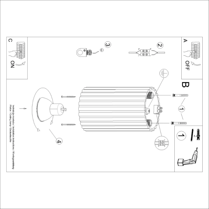 Taklampa KARBON 10 röd ockra