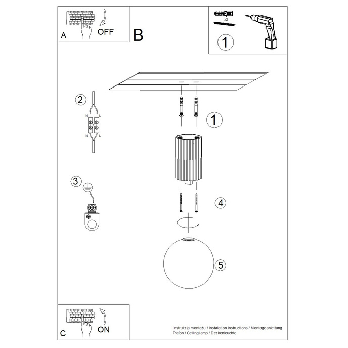 Taklampa HALO vit IP44