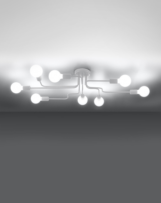 Ljuskrona HECTOR 8 vit + 8x LED-lampa E27 4000K Kall 7,5W 650lm