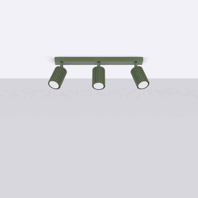 Plafond KARBON 3L olivgrön + 3x LED-lampa GU-10 3000K varm 7W 510lm
