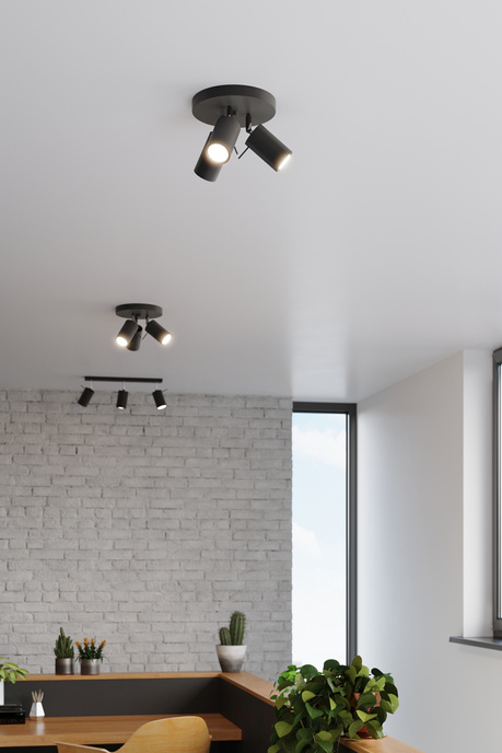 Plafond RING 3P svart + 3x LED-lampa GU-10 4000K kall 7W 630lm