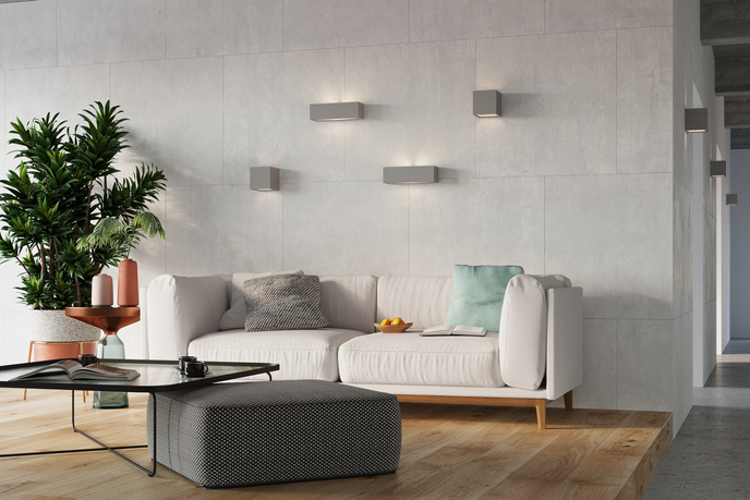 Keramisk vägglampa VEGA grå + 1x LED-lampa E27 4000K Cold 7,5W 650lm