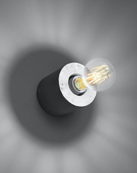 Vägglampa SALGADO betong + 1x LED-lampa E27 4000K Kall 7,5W 650lm