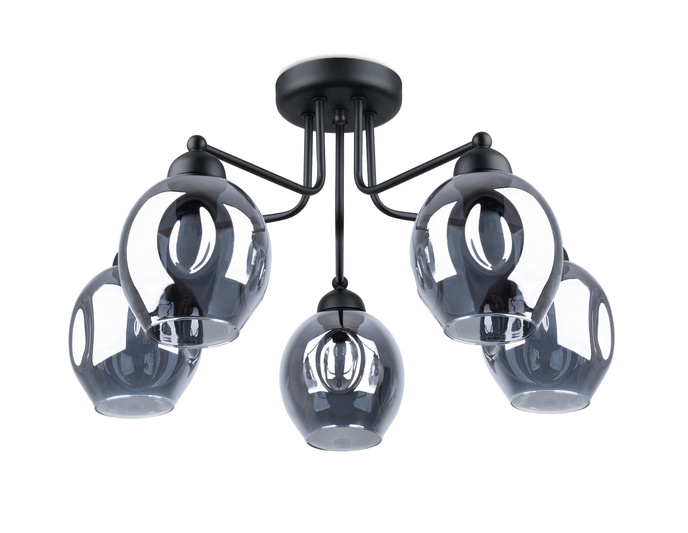 Ljuskrona FILLAN 5 svart + 5x LED-lampa E27 4000K Kall 7,5W 690lm