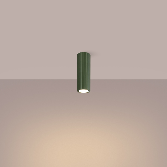 Plafond KARBON 20 olivgrön + 1x LED-lampa GU-10 4000K Kall 7W 530lm