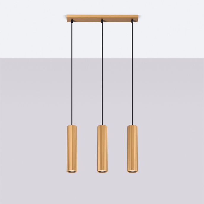 Pendellampa KARBON 3L guld + 3x LED-lampa GU-10 3000K varm 7W 510lm