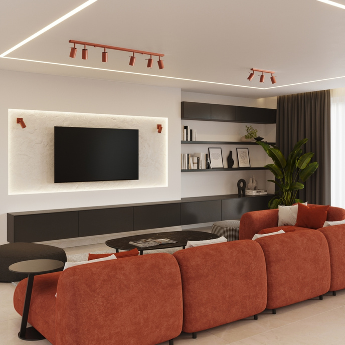 Plafond RING 3L ockraröd + 3x LED-lampa GU-10 3000K varm 7W 510lm